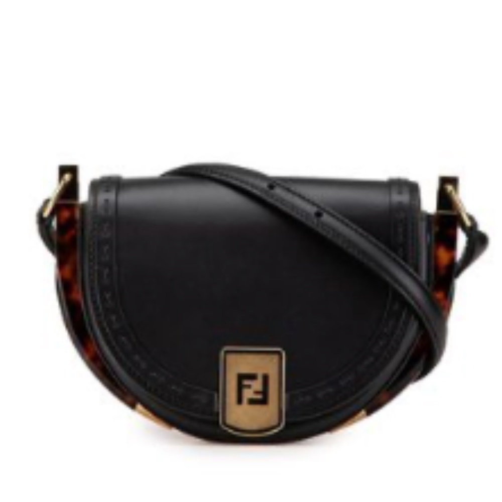 FENDI Black Leather Shoulder Bag